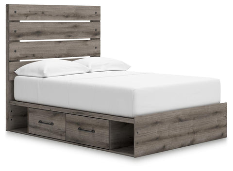 Graystorm Panel Bed with Storage, Dresser and Mirror