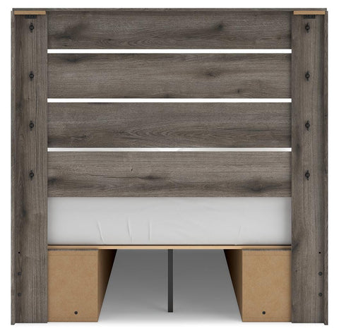 Graystorm Panel Bed with Storage, Dresser and Mirror