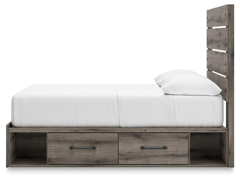 Graystorm Panel Bed with Storage, Dresser and Mirror