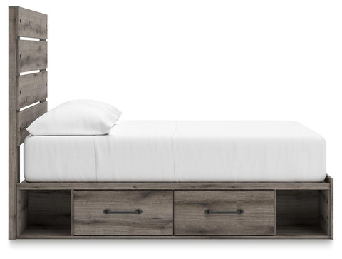 Graystorm Panel Bed with Storage, Dresser and Mirror