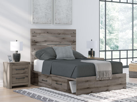 Graystorm Panel Bed with Storage, Dresser and Mirror