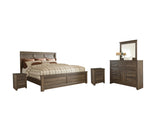 Juararo Panel Bed with Mirrored Dresser and 2 Nightstands