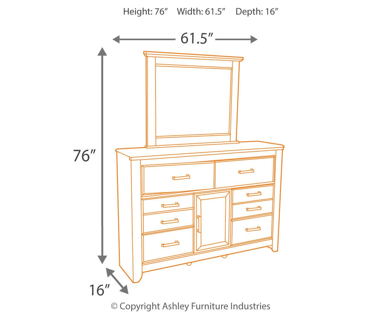 Juararo Poster Bed with Mirrored Dresser