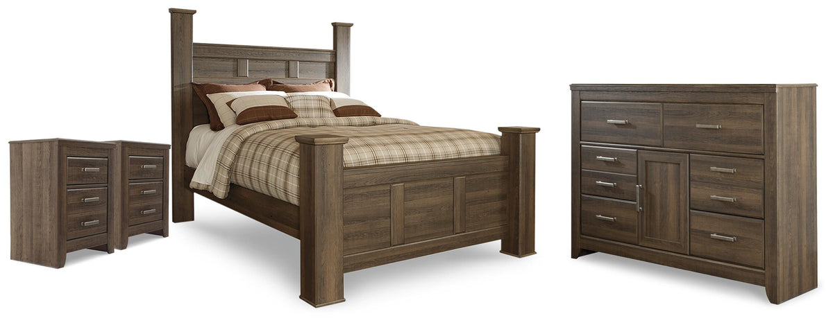 Juararo Poster Bed, Dresser and 2 Nightstands