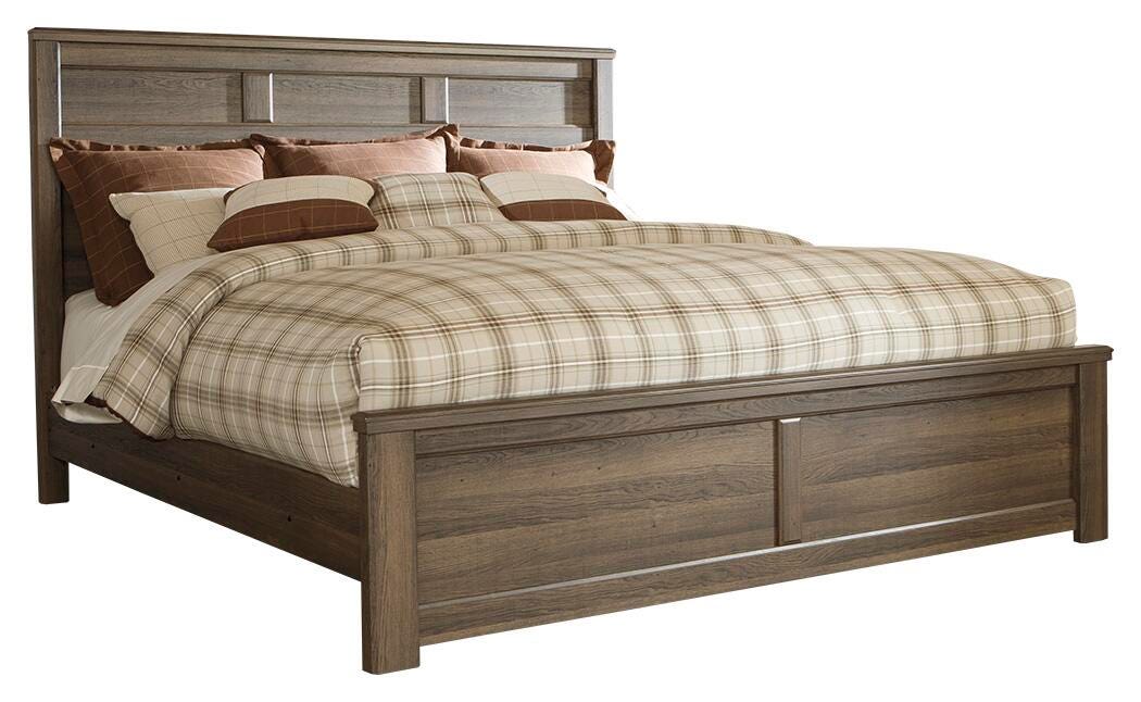 Juararo Panel Bed with Mirrored Dresser and 2 Nightstands