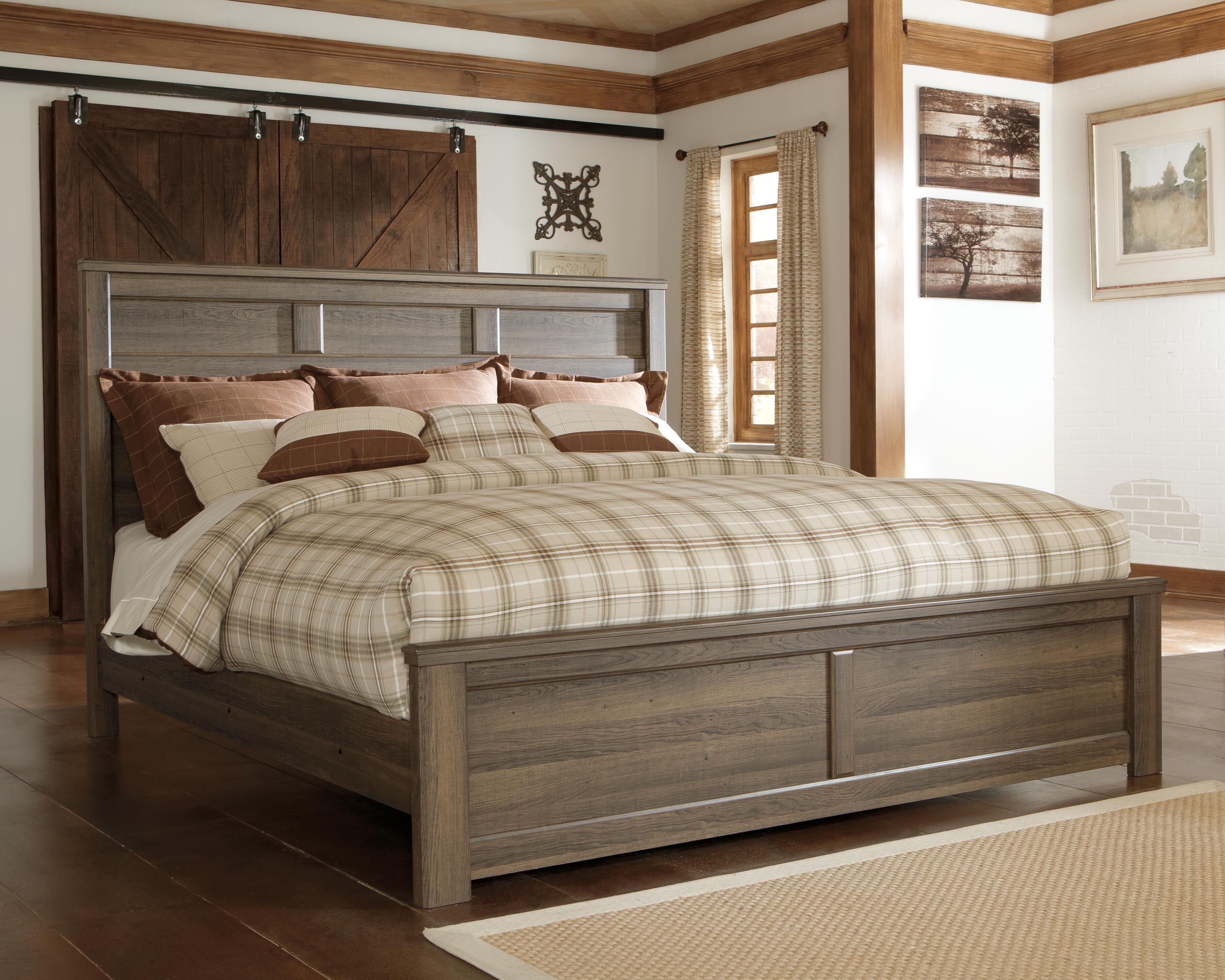 Juararo Panel Bed with Mirrored Dresser and Chest