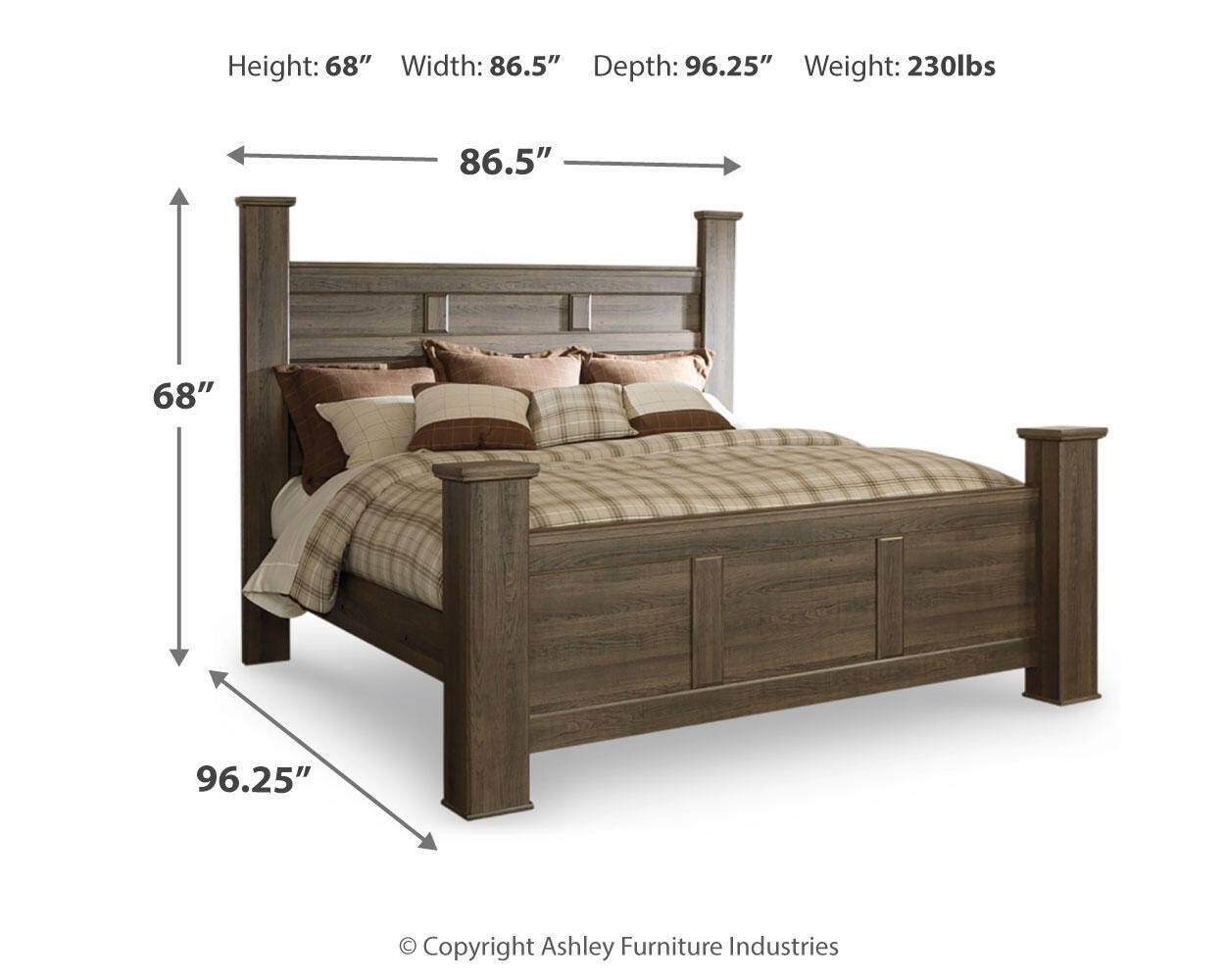 Everton Poster Bed with Mirrored Dresser and 2 Nightstands