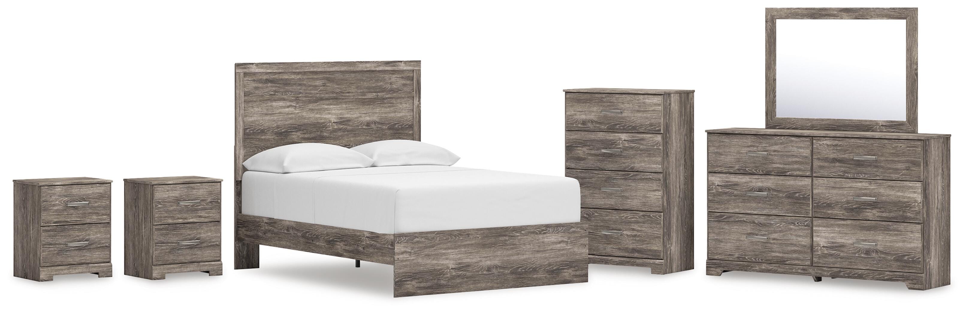 Ralinksi Panel Bed with Mirrored Dresser, Chest and 2 Nightstands
