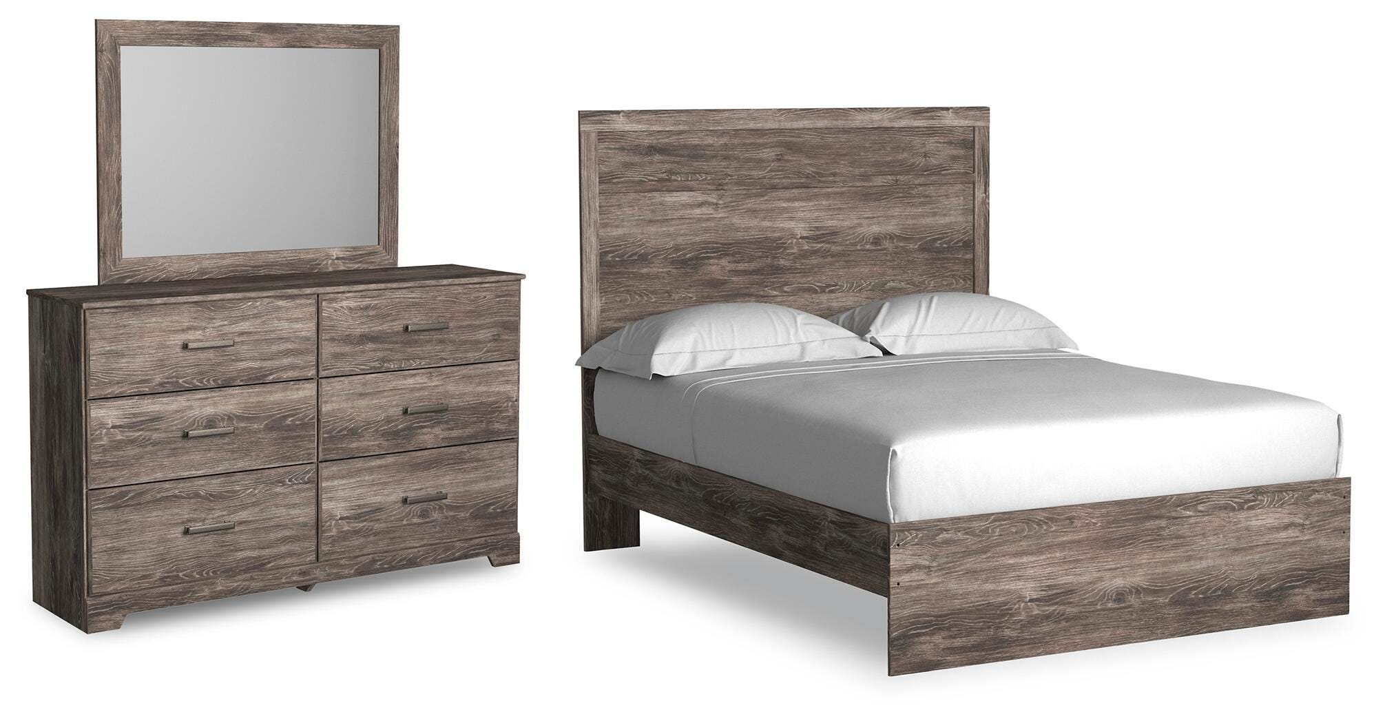 Ralinksi Panel Bed with Mirrored Dresser