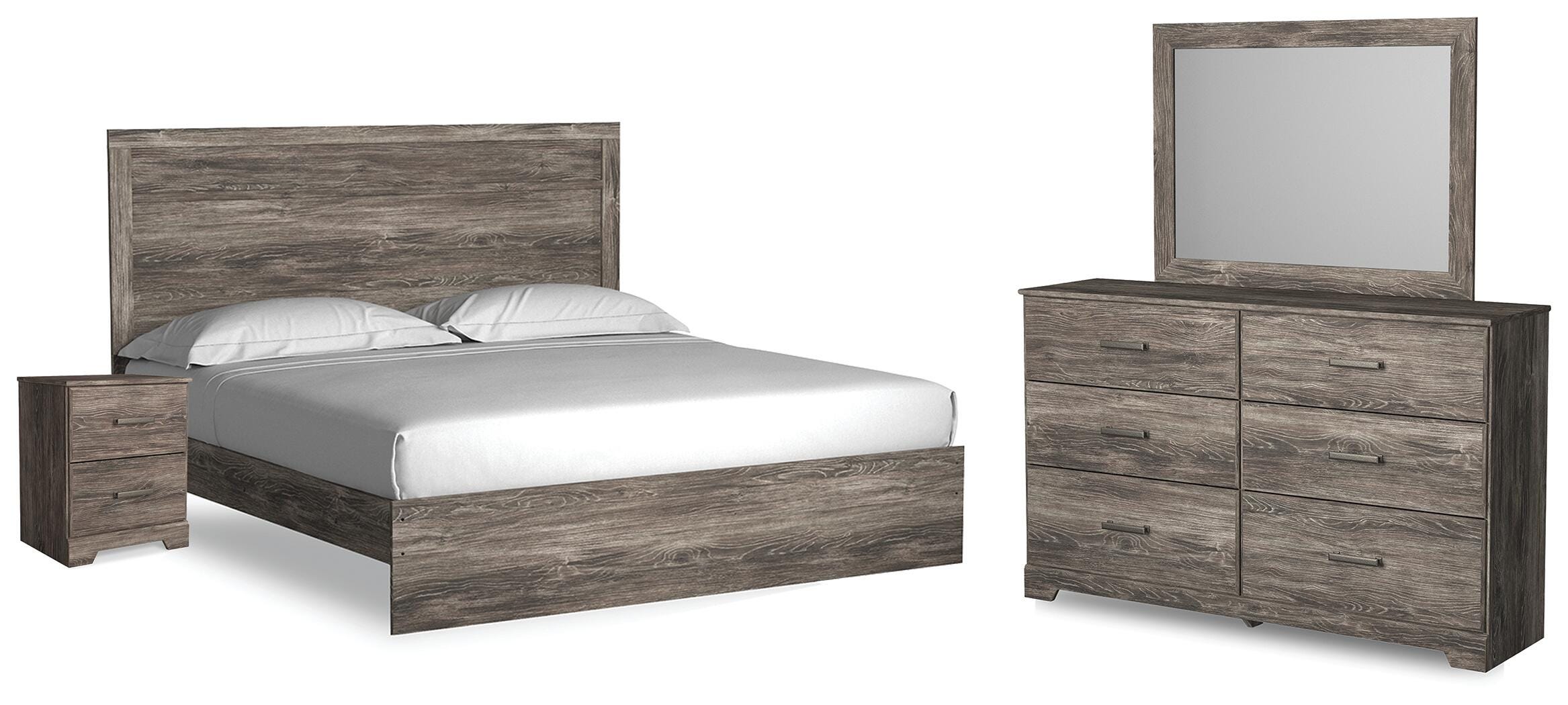 Ralinksi Panel Bed with Mirrored Dresser and Nightstand