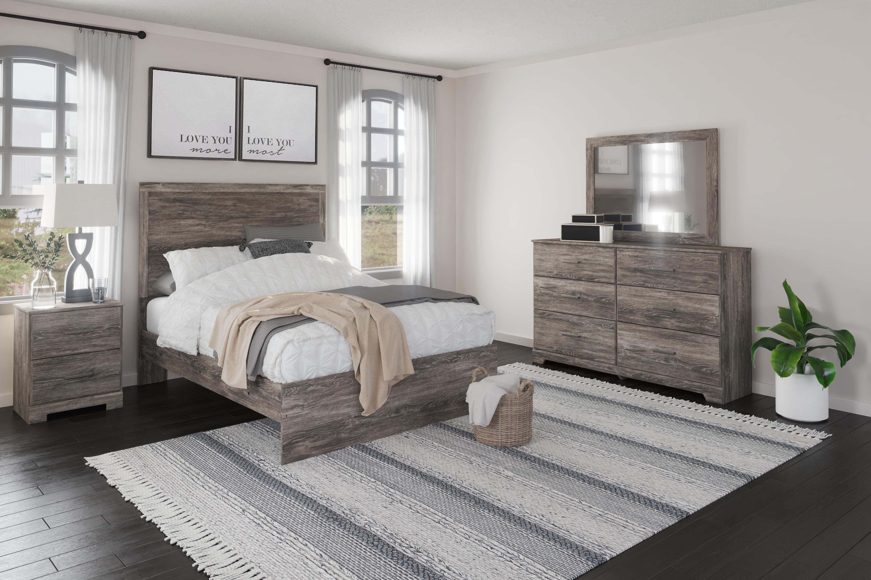 Ralinksi Panel Bed with Mirrored Dresser and Nightstand