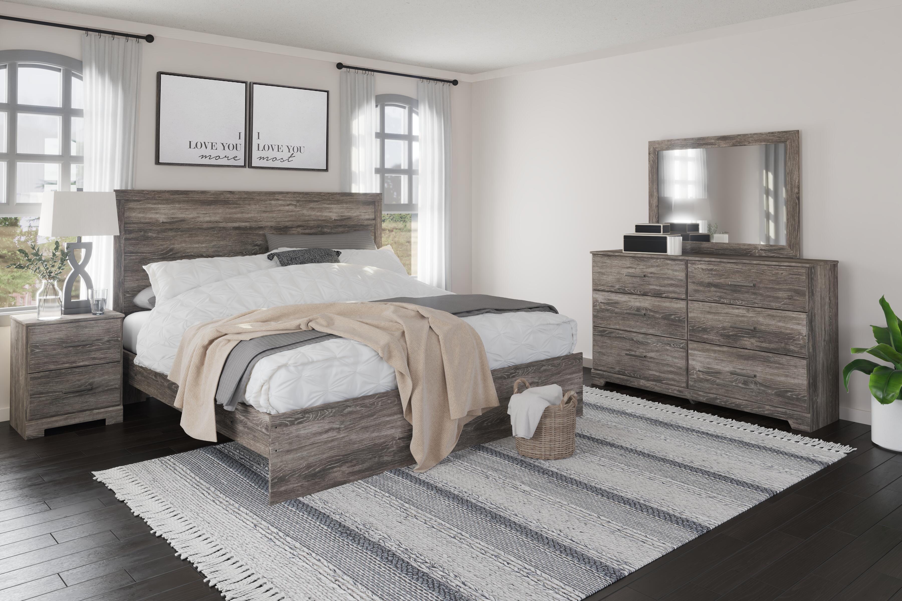Ralinksi Panel Bed with Mirrored Dresser and Nightstand
