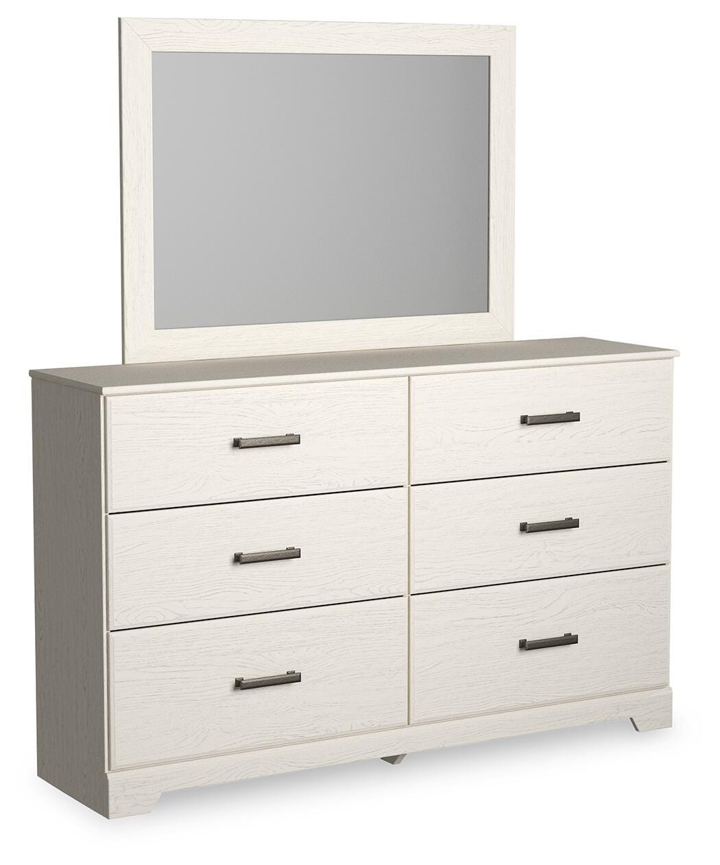Stelsie Panel Bed with Mirrored Dresser and 2 Nightstands