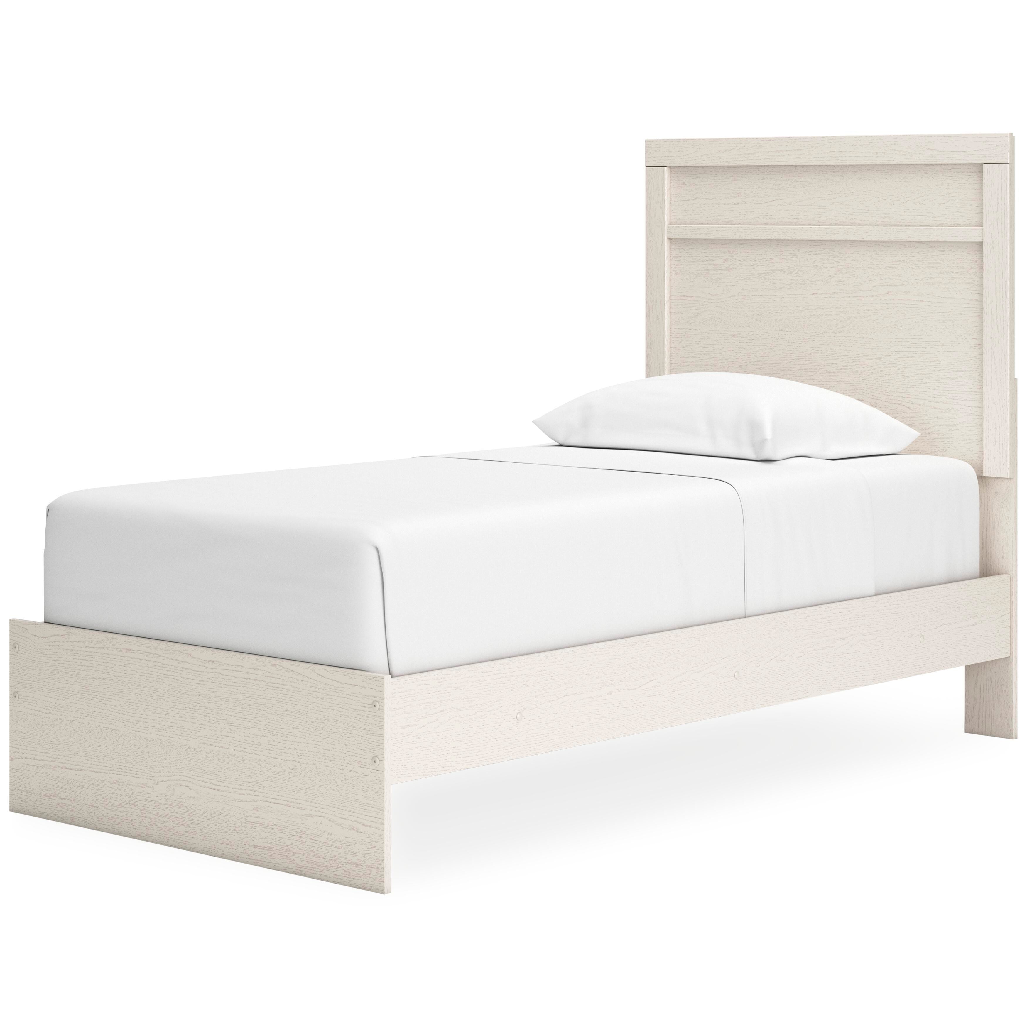 Stelsie Panel Bed with Mirrored Dresser