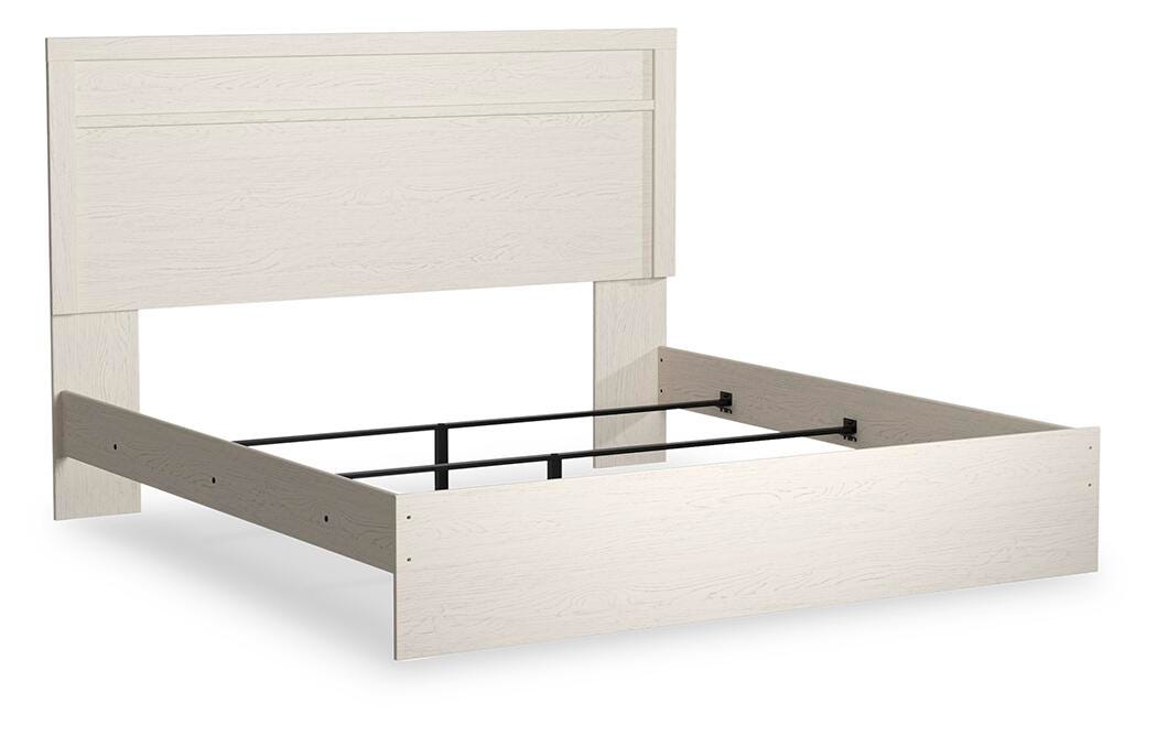 Stelsie Panel Bed with Mirrored Dresser and Nightstand