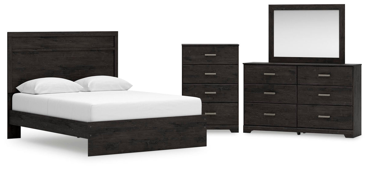 Rosendale Panel Bed with Mirrored Dresser and Chest