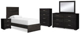 Belachime Panel Bed with Mirrored Dresser, Chest and Nightstand