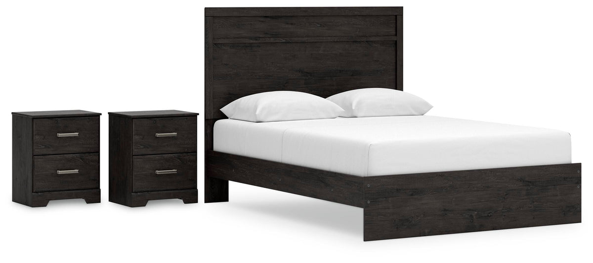 Rosendale Panel Bed with 2 Nightstands