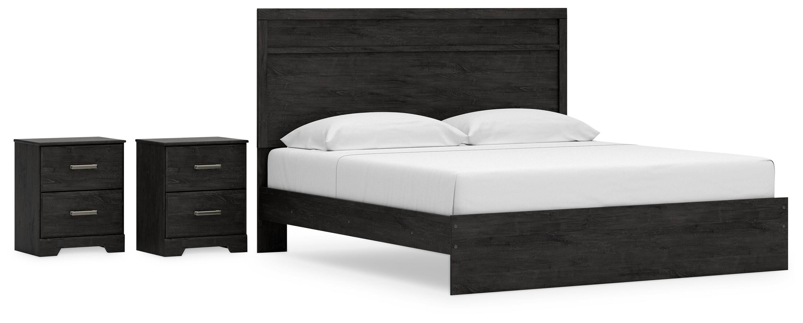 Belachime Panel Bed with 2 Nightstands