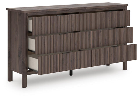 Pamytta Upholstered Panel Bed, Dresser and Chest
