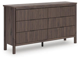 Pamytta Upholstered Panel Platform Bed, Dresser and Chest