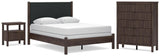 Pamytta Upholstered Panel Bed, Dresser, Mirror and Nightstand