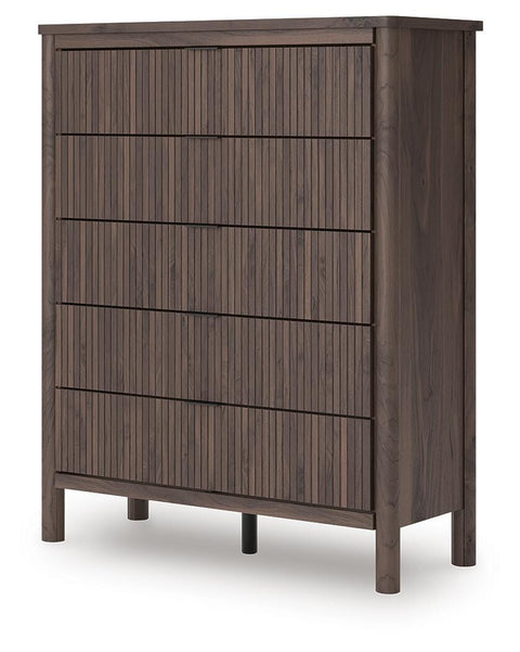 Pamytta Upholstered Panel Bed, Dresser and Chest