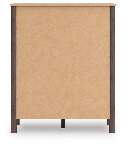 Pamytta Upholstered Panel Platform Bed, Dresser, Mirror and Chest