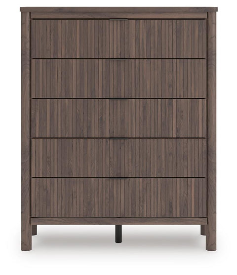 Pamytta Upholstered Panel Platform Bed, Dresser, Mirror, Chest and Nightstand