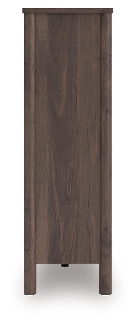 Pamytta Upholstered Panel Platform Bed, Dresser, Mirror and Chest