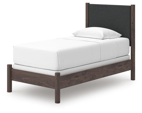 Pamytta Upholstered Panel Bed, Dresser, Mirror, Chest and Nightstand