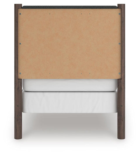 Pamytta Upholstered Panel Bed, Dresser and Nightstand