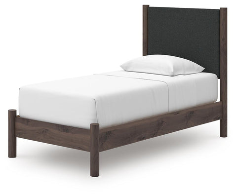 Pamytta Upholstered Panel Platform Bed, Chest and Nightstand
