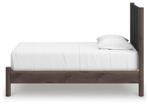 Pamytta Upholstered Panel Platform Bed, Dresser and Nightstand