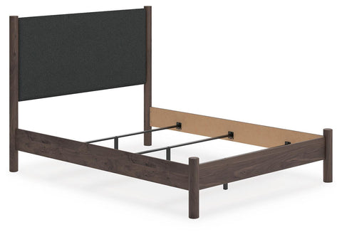 Pamytta Upholstered Panel Bed, Dresser, Mirror and Nightstand