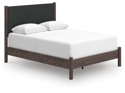 Pamytta Upholstered Panel Bed, Dresser, Mirror and Chest