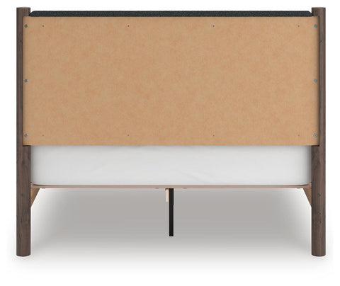 Pamytta Upholstered Panel Platform Bed, Dresser, Mirror and Chest