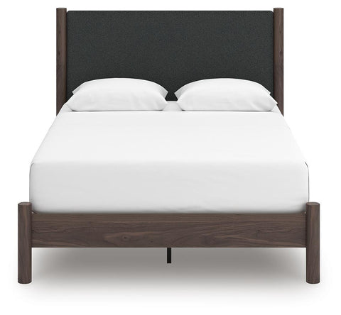 Pamytta Upholstered Panel Platform Bed, Dresser and Nightstand