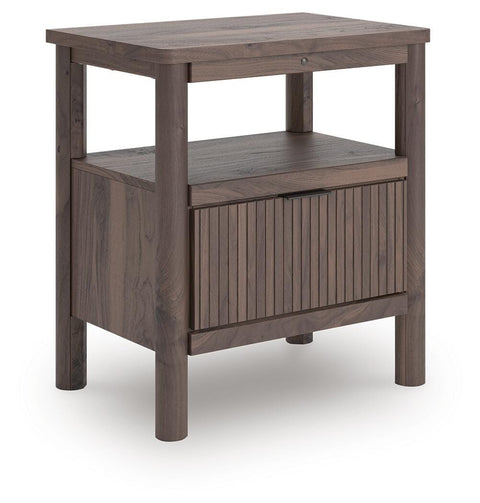 Pamytta Upholstered Panel Platform Bed, Chest and Nightstand