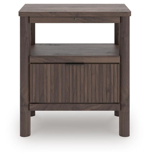 Pamytta Upholstered Panel Bed, Dresser, Mirror and Nightstand