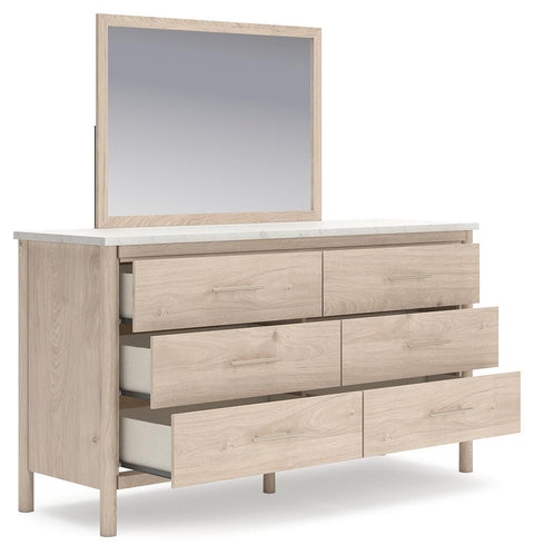 Cadmori Upholstered Panel Bed, Dresser, Mirror, Chest and 2 Nightstands