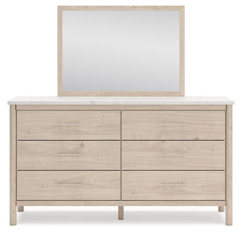 Cadmori Upholstered Panel Bed, Dresser, Mirror, Chest and 2 Nightstands