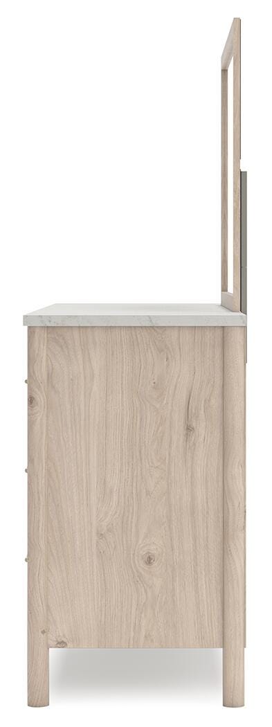 Cadmori Upholstered Panel Bed, Dresser, Mirror, Chest and 2 Nightstands