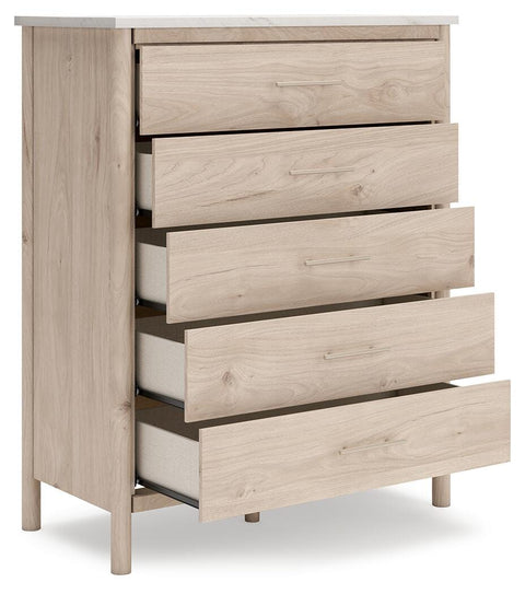 Cadmori Upholstered Panel Bed, Dresser, Mirror, Chest and 2 Nightstands