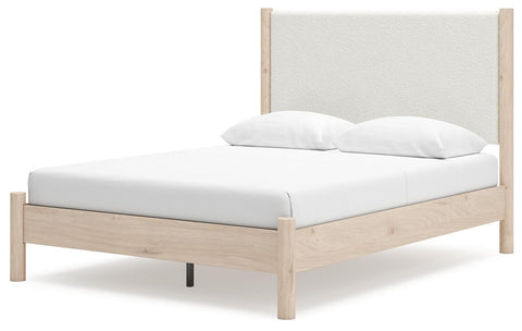 Cadmori Upholstered Panel Bed, Dresser, Mirror, Chest and 2 Nightstands