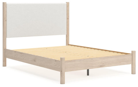 Cadmori Upholstered Panel Bed, Dresser, Mirror, Chest and 2 Nightstands