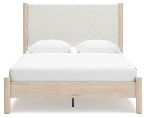 Cadmori Upholstered Panel Bed, Dresser, Mirror, Chest and 2 Nightstands