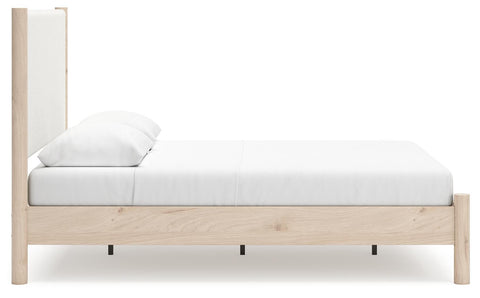 Cadmori Upholstered Panel Bed, Dresser, Mirror, Chest and 2 Nightstands