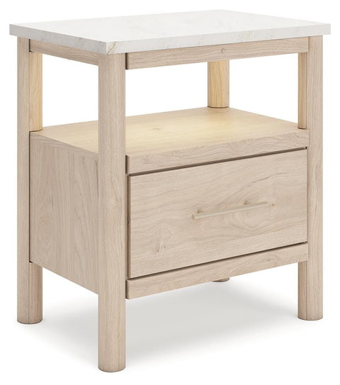 Cadmori Upholstered Panel Bed, Dresser, Mirror, Chest and 2 Nightstands