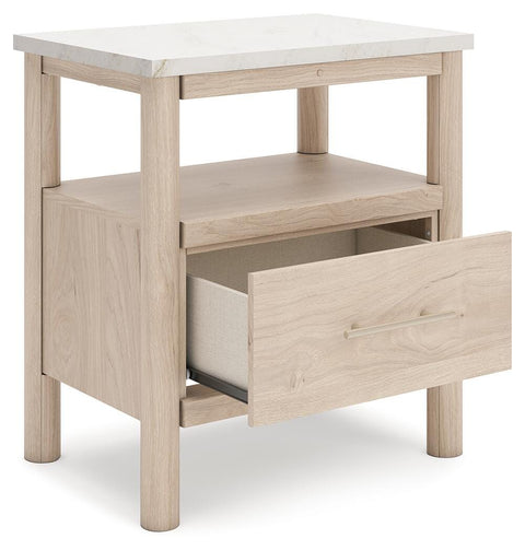 Cadmori Upholstered Panel Bed, Dresser, Mirror, Chest and 2 Nightstands